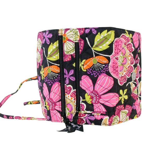 VERA BRADLEY Black/Pink Floral Quilted Cotton Crossbody Wallet Organizer - MINT - Picture 4 of 7
